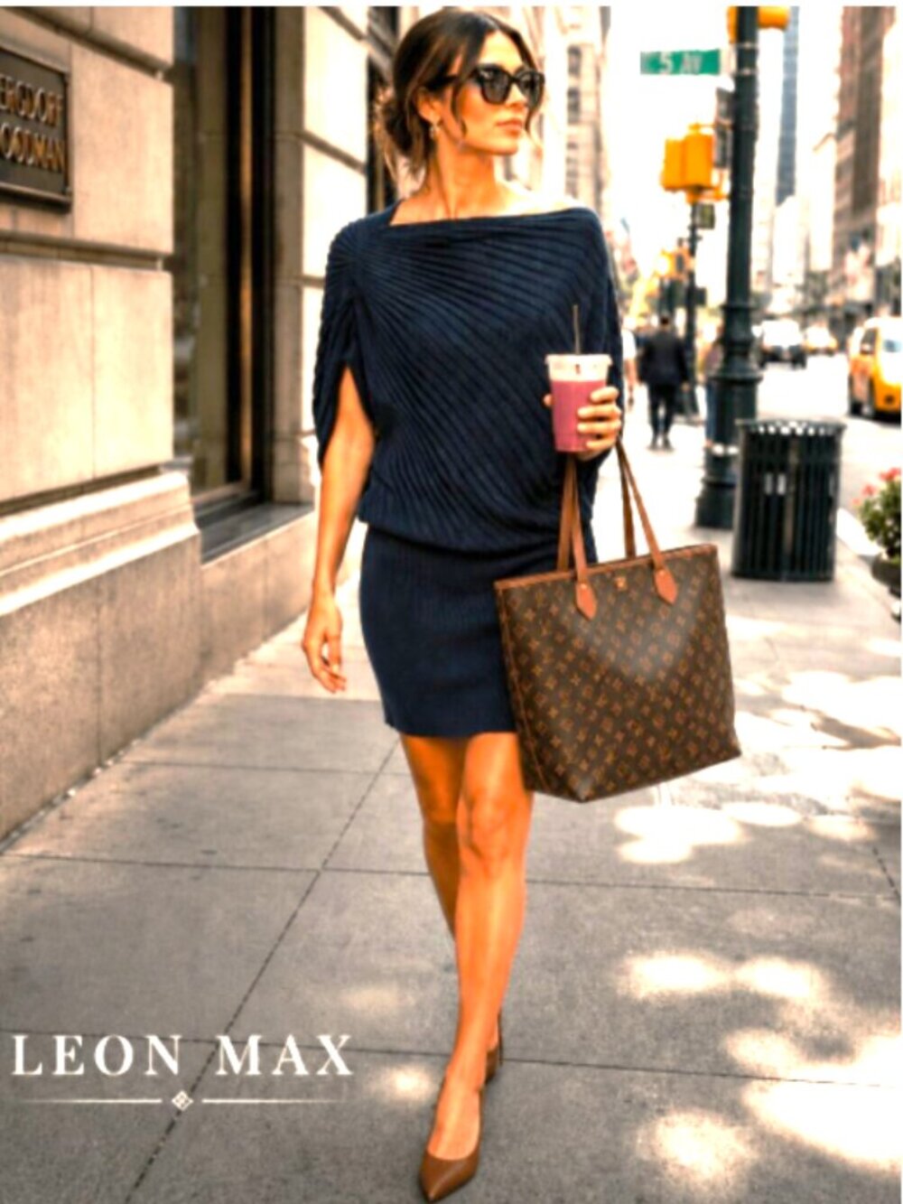 NEW! LEON MAX Cotton/Rayon!! knitted Mini Blouson Dress #Z283